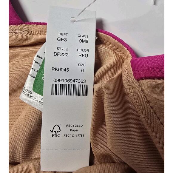 J.Crem Ruched Ruffle One Piece Swimsuit‎ Fucsia Size 6 BP222 - Picture 3 of 10